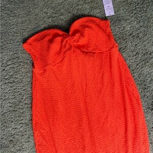 Target Vibrant Orange Textured Strapless Dress
